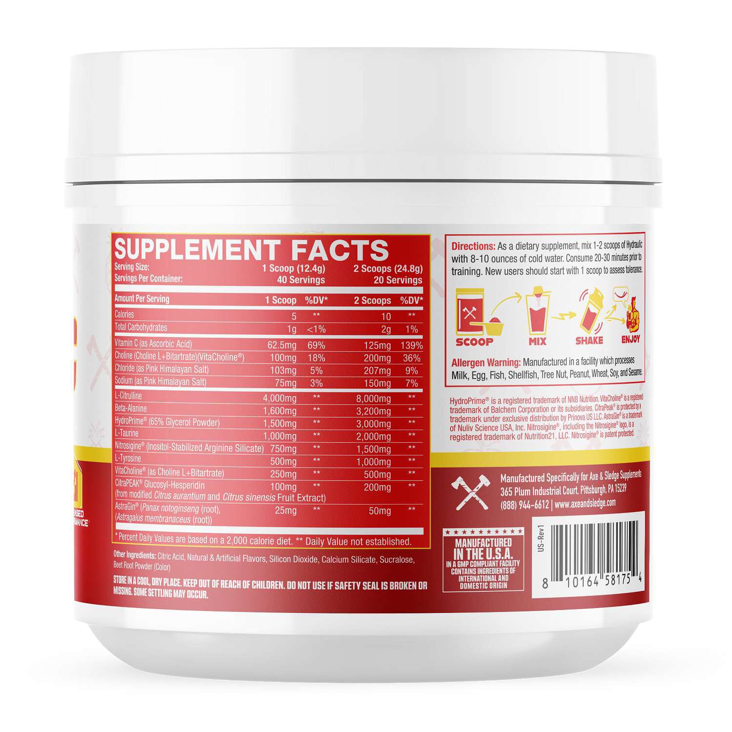 Hydraulic Non-Stim Pre-Workout - Fruit Kaboom - (20/40 Servings)